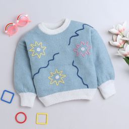 Yellow Apple Girls Embroidered Woollen Sweater Vest-image-7