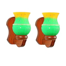 Somil Premium Designer Glass Wall / Night Lamp Elegant & Stylish Dcor Accent for Modern Interiors, color- Yellow, Green, Size:- 18.5 X 24.5 X 28.5 CM-picture-5