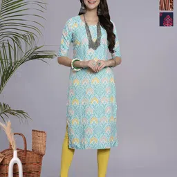 HERE&NOW Selection Of 3 Floral Printed Round Neck Straight Kurtas-image-85