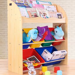 pine kids PineKids Multipurpose 3 Layer Shelves & Bins Storage Organizer  Maple - Multicolor image 2