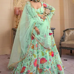 DIVASTRI Printed Semi-Stitched Lehenga & Unstitched Blouse With Dupatta-picture-3