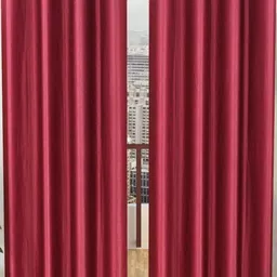 BELLA TRUE 213 cm (7 ft) Polyester Semi Transparent Door Curtain (Pack Of 2) (Plain, Maroon)-image-27