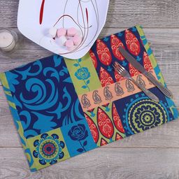 PENTADECO Set Of 6 Blue & Green Printed Table Placemats-14