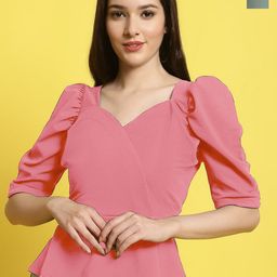 Metronaut Women Pack Of 2 Puff Sleeves Crop Regular Top-image-83