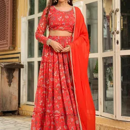 Janasya Printed Ready to Wear Lehenga & Blouse With Dupatta-picture-16
