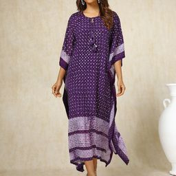 Soch Women Embellished Tie-Up Neck Kaftan Maxi Dress-picture-29
