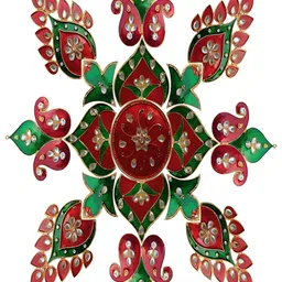 Kala Samarpan Red & Green Meenakari Rangoli Centerpiece-image-2
