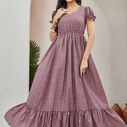 CHANSI Women Cotton Floral Printed Fit & Flare Maxi Dress-image-90