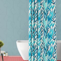 ArtzFolio White & Blue Printed Waterproof Shower Curtain-image-37
