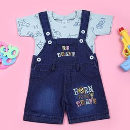 V-Mart Infant Boys Printed Cotton Dungarees With T-Shirt-picture-35