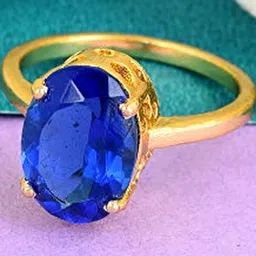 Brass Goldplated High Crown Faux Blue Sapphire(Neelam) Fingerring Men Women-70