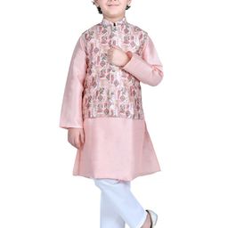 itsmycostume Mandarin Collar Pure Cotton Straight Kurta With Pyjamas & Nehru Jacket-image-88