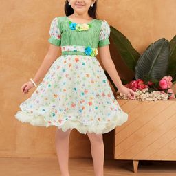 BAESD Girls Floral Printed Round Neck Georgette Fit and Flare Dress-picture-48