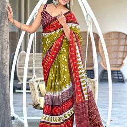 PEENGAX Pure Cotton Block Print Saree-image-6