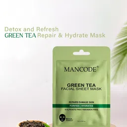 MANCODE Green Tea Set Of 3 Facial Sheet Mask - 25ml Each image 3