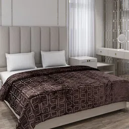 Monte Carlo Brown Geometric AC Room 190 GSM Double Bed Blanket-image-53
