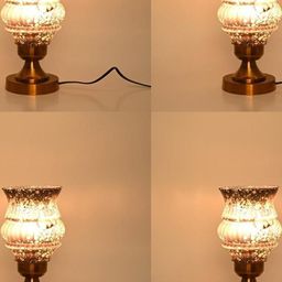 SOMIL Set Of 4 Black Printed Glass Bell Shaped Table Lamp-image-41