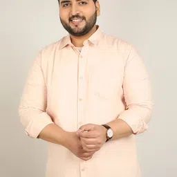 ADWYN PETER Men Plus Size Classic Fit Spread Collar Solid Cotton Casual Shirt-image-60