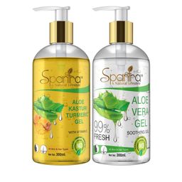 Spantra Set of 2 Yellow Aloe Kasturi Turmeri & Aloevera Gel 300 Ml-14