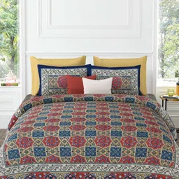 LIVING ROOTS Super King Size Jaipur Block Print Cotton Bedsheet With 2 Pillow Covers-22