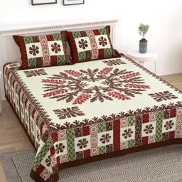 LIVING ROOTS Block Jaal Maroon Floral Pure Cotton 250 TC King Bedsheet Set-2.28 m x 2.64 m-image-17