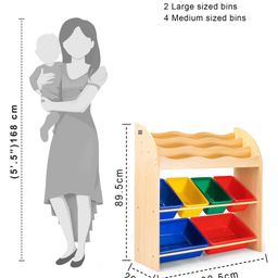 pine kids PineKids Multipurpose 3 Layer Shelves & Bins Storage Organizer  Maple - Multicolor image 3