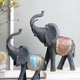 Aapno Rajasthan Set Of 2 Black Gajraj Detailed Elephant Showpiece-image-41