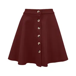 Outzidr Women Buttoned A-Line Skater Skirt-image-32