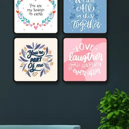 SAF 4 Pcs Blue & Pink Love Quotes Painting Framed Wall Art-picture-42