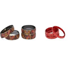 SOMIL Set Of 8 Multi Alloy Artificial Stones & Beads Bangles-picture-10