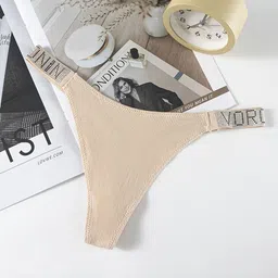 LULU & SKY Embellished Mid-Rise Thongs Briefs Q8270-APRICOT-24