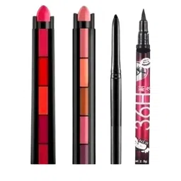YELGO Set Of 4 5 In 1 Lipstick- Kajal & Eyeliner Makeup Combo image 1