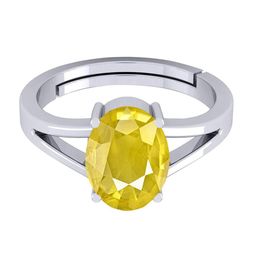 VISHVMA Silver Plated 9.00 Ratti Sapphire Pukhraj Gemstone Studded Finger Ring-picture-29