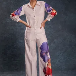 ODETTE Light Pink Linen Printed Stitched Co-Ord Set-picture-41
