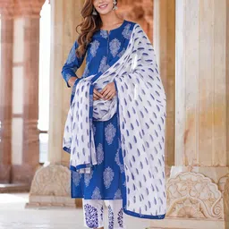 Jaitpuriya Women Paisley Printed Regular Kurta with Trousers & With Dupatta-picture-11