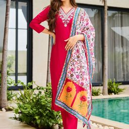 KALINI Women Embroidered Viscose Rayon Kurta Sets With Dupatta-picture-26