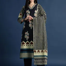RAJMANDIRFABRICS Floral Printed Thread Work Pure Cotton Kurta With Trouser & Dupatta-picture-19