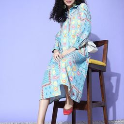 KSUT Turquoise Blue Viscose Rayon Dresses-image-75