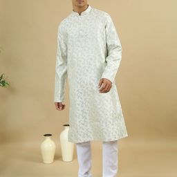 TATTVA Men Floral Embroidered Regular Kurta with Pyjamas-44