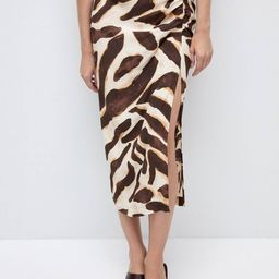 MANGO Animal Print Slit-Detail Ruched Straight Skirt-picture-24
