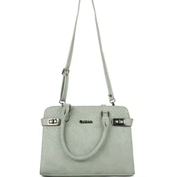 EVEDA Women Textured Structured Buckle Detail Handheld Bag-2