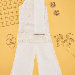 AKKRITI BY PANTALOONS Girls Floral Embroidered Regular Sequinned Kurti with Palazzos & With Dupatta-picture-18