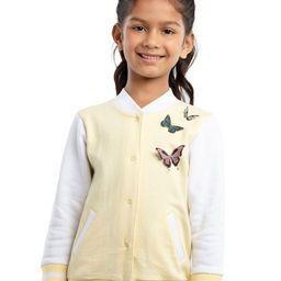 UNDER FOURTEEN ONLY Girls Self Design V-Neck Front-Open Sweatshirt-image-78