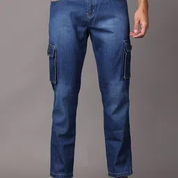 ZAYSH Men Light Fade Stretchable Cargo Jeans-picture-11