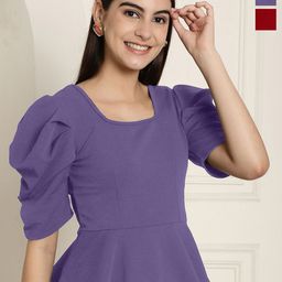 Metronaut Women Pack of 2 Puff Sleeve Peplum Top-picture-30
