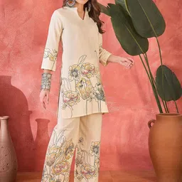 Sangria Floral Printed Pure Cotton Tunic & Palazzos Co-Ords-picture-37