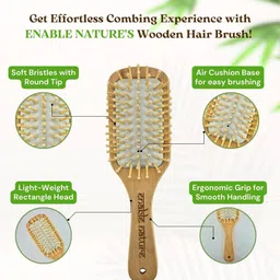 Enable Nature Wooden Regular Rectangle Hair Brush image 2