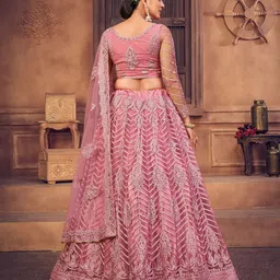 KALINI Embroidered Thread Work Semi-Stitched Lehenga & Unstitched Blouse With Dupatta image 4