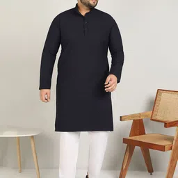 Metronaut Woven Design Mandarin Collar Cotton Kurta-picture-17