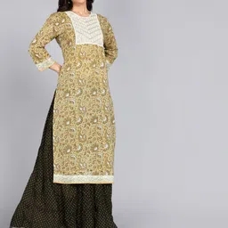 Jaipurite Women Floral Embellished Daily Cotton Straight Kurta-picture-9